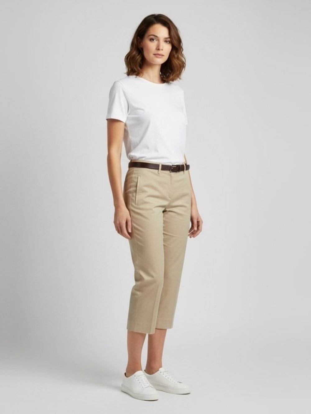 Prada Khaki Straight Leg Cotton Crop Capri Pants - 8 / Medium